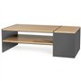 IDMarket - Table Basse Bar contemporaine rectangulaire IZIA avec Coffre Gris et Plateaux Bois