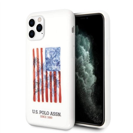 U.S. Polo ASSN Coque rigide pour iPhone 11 Pro Motif drapeau américain Blanc
