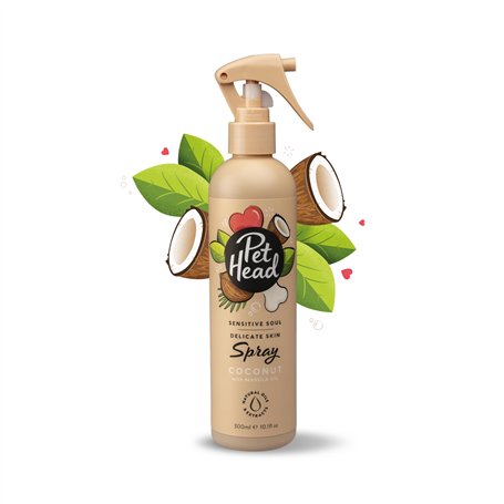 Pet Head Sensitive Soul Spray Désodorisant pour Chien | Parfum de Noix de Coco | Spray de Toilettage pour Les Peaux Sensibles |