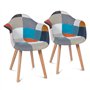 IDMarket - Lot de 2 chaises de Salle à Manger scandinaves, fauteuils de Table SARA Motifs patchworks Multi-Couleurs