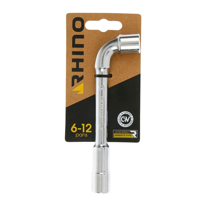 RHINO - Clés tubulaires et à Pipe, Clé à Pipe débouchée 12 mm - Diamètre 12 mm - Empreinte 6/12 pans - Fabriqué en Acier (Chrome
