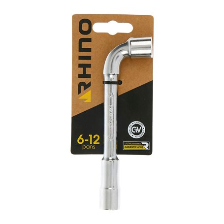 RHINO - Clés tubulaires et à Pipe, Clé à Pipe débouchée 12 mm - Diamètre 12 mm - Empreinte 6/12 pans - Fabriqué en Acier (Chrome