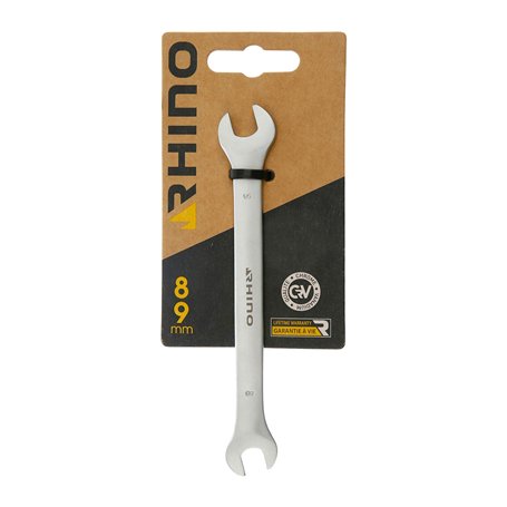 RHINO - Clé à fourches, Clé Plate, clé de Serrage à fourches - Diamètre 8 x 9 mm - Fabriqué en Acier (Chrome Vanadium) - Haute q