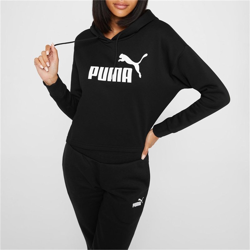 Image secondaire de Puma Ess Cropped Logo Hoo Sweat-Shirt pour Femme, Femme, Maillot de survêtement, 586869-01, Puma Noir, S