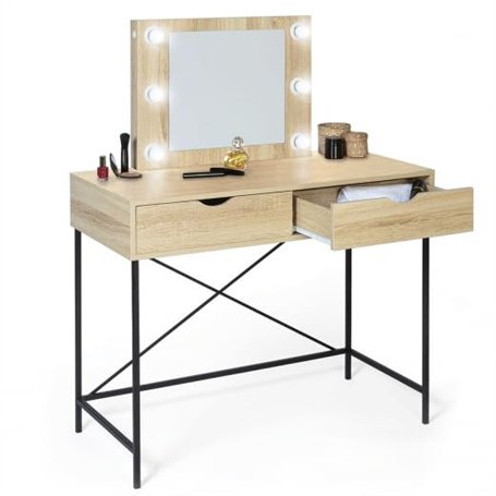IDMarket - Coiffeuse Louisa Design Industriel avec Miroir LED