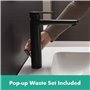 hansgrohe Vernis Blend Mitigeur de lavabo 190 avec tirette et vidage synthétique, noir mat, 71552670