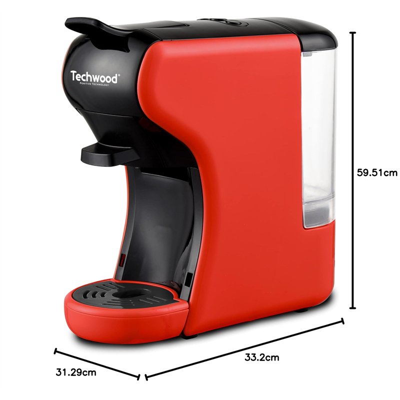 Image secondaire de Techwood Cafetières Expresso TCA-195N Multi-Capsules, Rouge