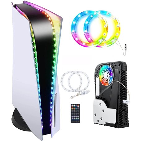 Ruban LED RGB Pour Console PS5/PS5 pro, 7 Couleurs Accessoires De Décoration à Effets Multiples Bandes Lumineuses Flexibles Pour