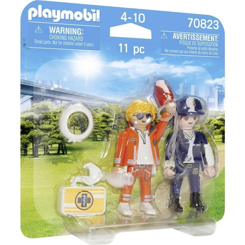 Playmobil 70823 Duo Secouriste et policière - City Action- L'Hôpital- Deux Personnages Petit Prix
