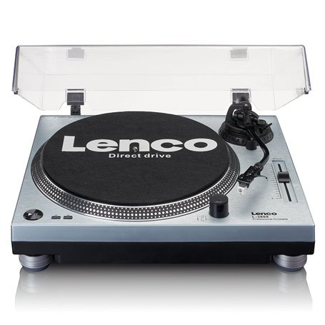Lenco L-3809 Platine Vinyle - Platine DJ Direct Drive - USB - Préampli - 33 et 45 RPM - MMC - RCA - Sortie Ligne - Bleu Métallis