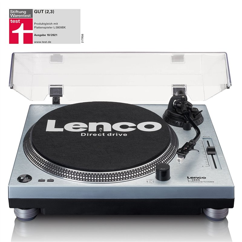 Image secondaire de Lenco L-3809 Platine Vinyle - Platine DJ Direct Drive - USB - Préampli - 33 et 45 RPM - MMC - RCA - Sortie Ligne - Bleu Métallis