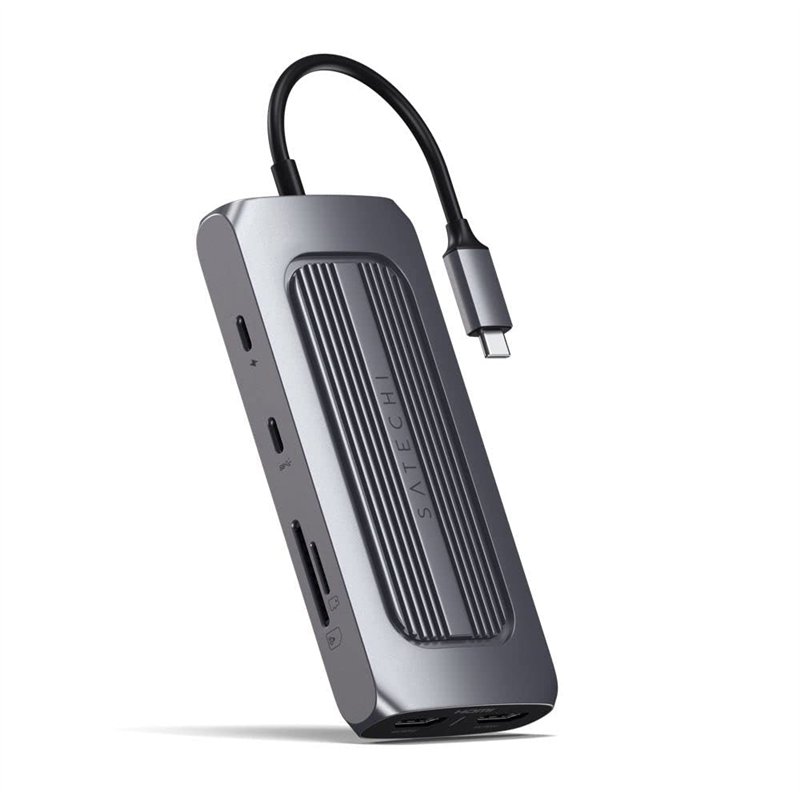 SATECHI Adaptateur MX USB-C Multiport, Double HDMI 4K, Chargeur USB-C 100W, Gigabit Ethernet, Données USB-C, pour Macbook Pro/Ai