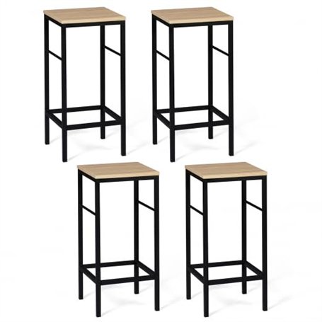 IDMarket - Lot de 4 tabourets de Bar Detroit Design Industriel