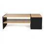 IDMarket - Table Basse Bar contemporaine rectangulaire IZIA avec Coffre Noir et Plateaux Bois