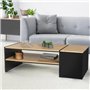 IDMarket - Table Basse Bar contemporaine rectangulaire IZIA avec Coffre Noir et Plateaux Bois