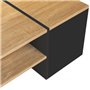 IDMarket - Table Basse Bar contemporaine rectangulaire IZIA avec Coffre Noir et Plateaux Bois