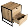 IDMarket - Lot de 2 Tables de Chevet Detroit 2 tiroirs Bois et métal Noir Design Industriel
