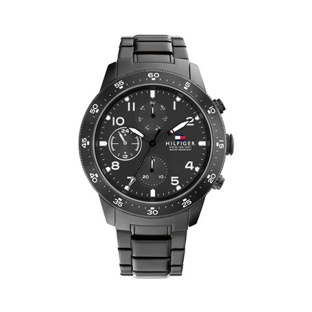 Tommy Hilfiger Montre Analogique Multifunction à Quartz pour Homme avec Bracelet en Acier Inoxydable Noir - 1791951