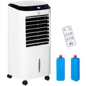 HOMCOM Climatiseur rafraîchisseur d'air mobile ventilateur ioniseur 4 en 1 avec télécommande - portable silencieux oscillant 60W