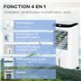 HOMCOM Climatiseur rafraîchisseur d'air mobile ventilateur ioniseur 4 en 1 avec télécommande - portable silencieux oscillant 60W