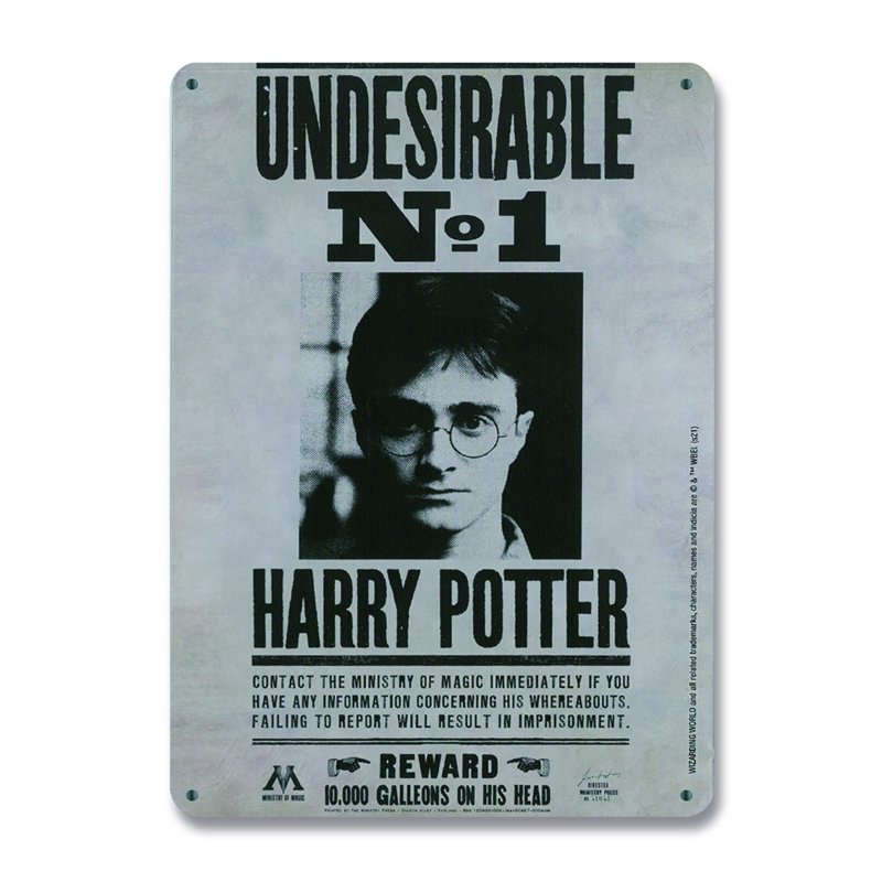 Logoshirt®️ Harry Potter - Wanted - Undesirable No. 1 I Sign - Plaque en métal - Retro I DIN A5 I Design Original sous Licence