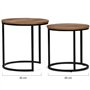 IDMarket - Lot de 2 Tables Basses gigognes Hawkins Rondes 40/45 Bois foncé Design Industriel