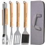 Praknu Ensemble d'ustensiles de Barbecue Essentiels en Acier INOX et Bois - 4 pièces - Résistant à la Chaleur et antirouille - a
