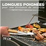 Praknu Ensemble d'ustensiles de Barbecue Essentiels en Acier INOX et Bois - 4 pièces - Résistant à la Chaleur et antirouille - a