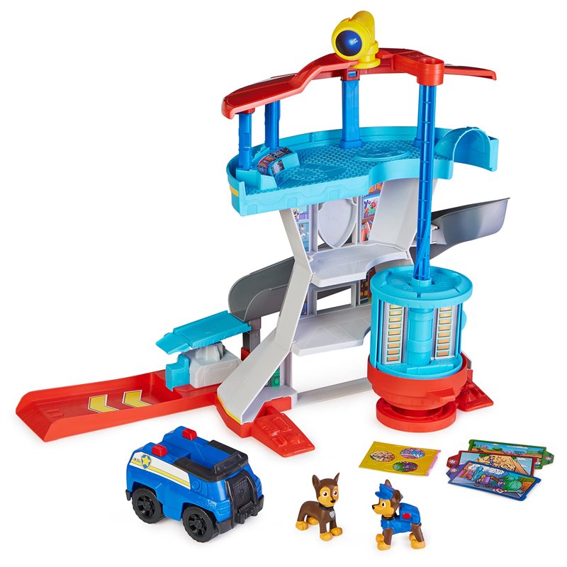 Image secondaire de Paw Patrol - Pat Patrouille - Tour de Contrôle 50 Cm - avec Périscope, Missions, Toboggan, 7 Cartes 1 Véhicule Et 2 Figurines Ch