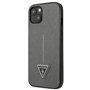 Guess GUHCP13SPSATLG Coque Rigide pour iPhone 13 Mini 5,4" Motif SaffianoTriangle Argent