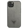 Guess GUHCP13SPSATLG Coque Rigide pour iPhone 13 Mini 5,4" Motif SaffianoTriangle Argent