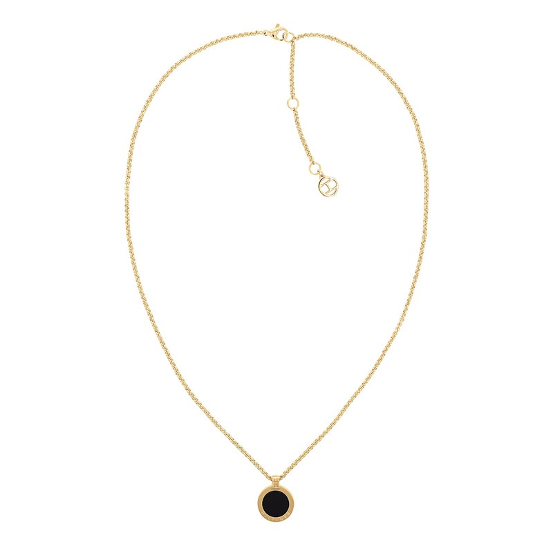 Tommy Hilfiger Jewelry Collier avec Pendentif pour Femme en Or Jaune avec Onyx Noir - 2780656