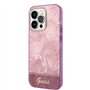 Guess Coque pour iPhone 14 Pro en Feuilles Roses IML, Anti-r