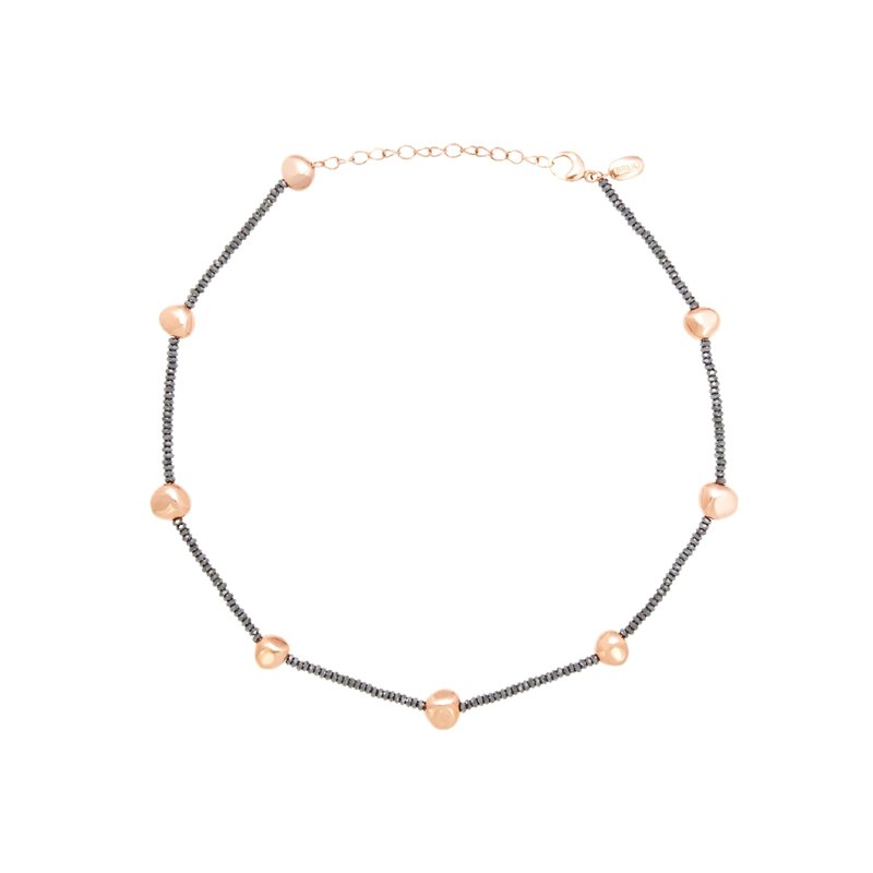 Breil B Rocks TJ3289 Collier en acier inoxydable orné de pierres d'hématite Longueur min. 39 cm Longueur max 45 cm, 45 cm, Acier