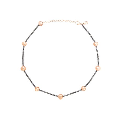 Breil B Rocks TJ3289 Collier en acier inoxydable orné de pierres d'hématite Longueur min. 39 cm Longueur max 45 cm, 45 cm, Acier