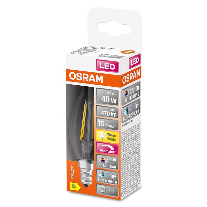 Image secondaire de OSRAM Lampe LED dimmable Superstar avec un rendu des couleurs particulièrement élevé (CRI90), E14-base, Aspect filament ,Blanc c