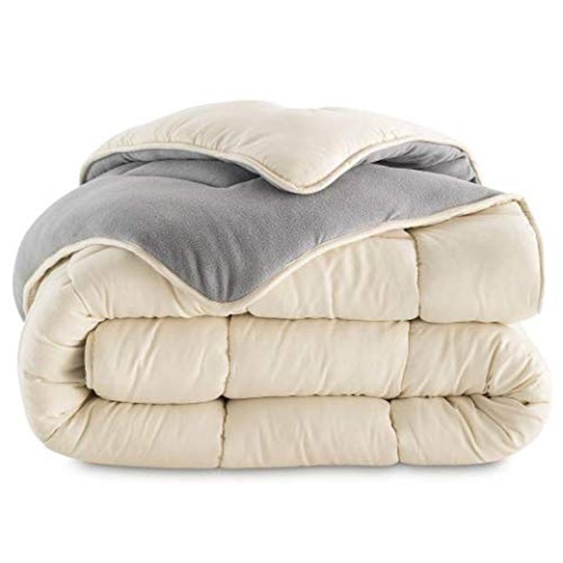 IDMarket - Couette 200x200 CM Zoe Polaire biface Gris et crème 400 GR