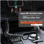 Cable iPhone Spiralé USB A à Câble Lightning, Certifié Apple Carplay et MFi, Cordon de Chargeur iPhone Court Rétractable avec Tr