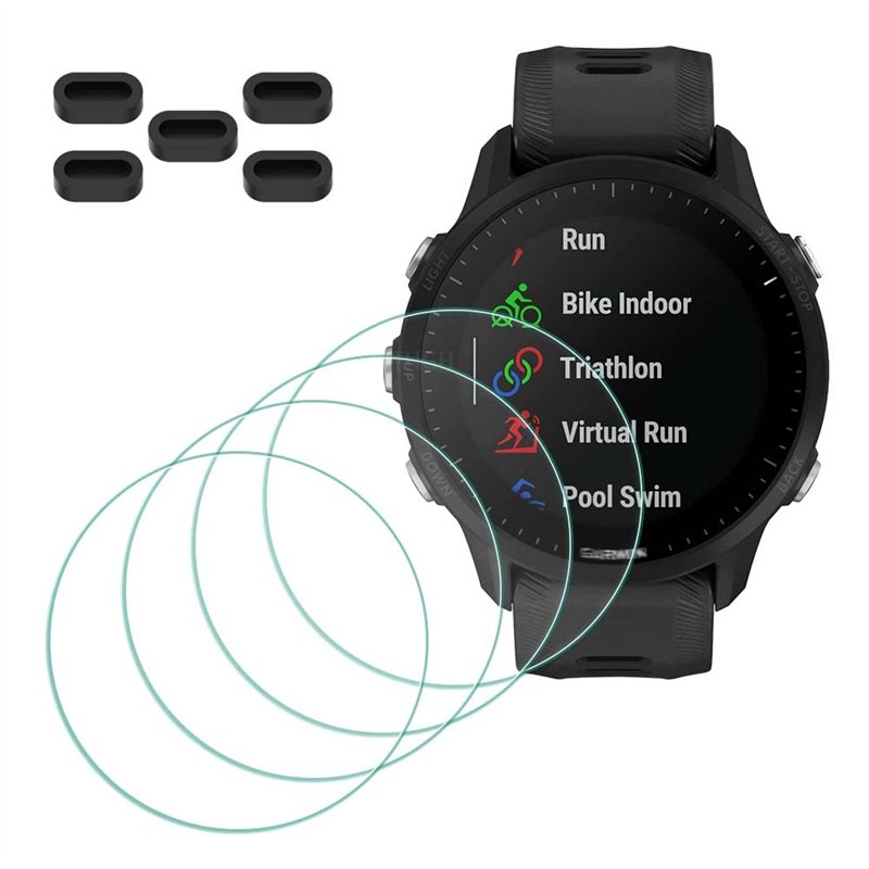 MTHGH Protection Écran pour Garmin Forerunner 955/955 Solar Smartwatch Verre Trempé [4 pièces] + Bouchons anti-poussière 5 pièce