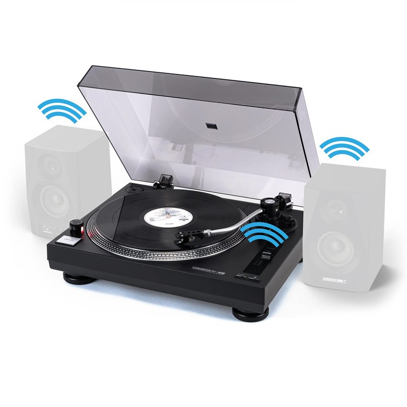 Platine vinyle Reloop RT-1 BT avec entraînement par courroie pour applications DJ et Hi-Fi, Sortie Bluetooth pour connexion sans