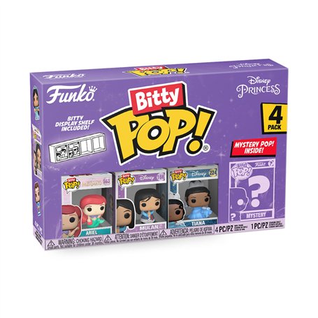 Funko Bitty Pop Disney Princess - Ariel, Mulan, Tiana et une Mini-figurine Mystère en Surprise - 2.2 Cm Collectionnable - Étagèr
