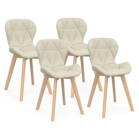 IDMarket - Lot de 4 chaises ROBINE en Tissu Beige pour Salle à Manger