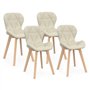 IDMarket - Lot de 4 chaises ROBINE en Tissu Beige pour Salle à Manger