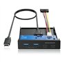 GRAUGEAR Panneau Avant 4 Ports 10Gbit/s, 2X USB-C+2X USB-A HUB USB3.2 Gen2, Panneau Avant pour Baie 3,5 Pouces, USB3.2 Gen2 Key
