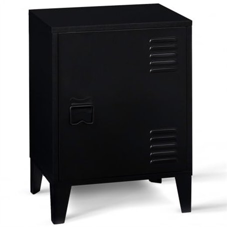 IDMarket - Table de Chevet Ester 1 Porte métal Noir Design Industriel