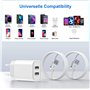 Chargeur Rapide iPhone 【Certifié MFi Apple】 Chargeur USB et 2 Câble Lightning de 2 m Adaptateur Secteur USB Universel Mural Char