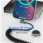 Câble Lightning spirale pour Apple Carplay, Câble de Données iPhone à 90 Degrés pour iPhone/Pad/Pod, [certifié Apple MFi] Cable 