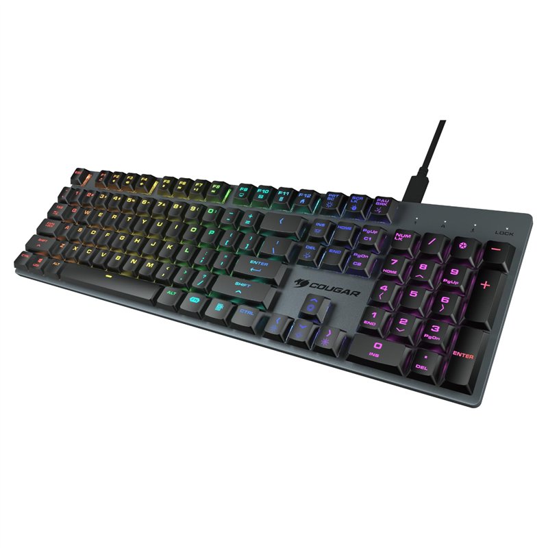 Image secondaire de COUGAR GAMING | CLAVIER GAMING | CLAVIER GAMING LUXLIM MECANIQUE RGB RED SWITCH ALU NOIR - Commutateurs optiques-mécaniques - Ep
