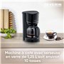 SEVERIN Cafetière Filtre, 900W, 1,4L, Jusqu'à 10 tasses, Système anti-goutte, Filtre permanent amovible, Plaque chauffante, Noir