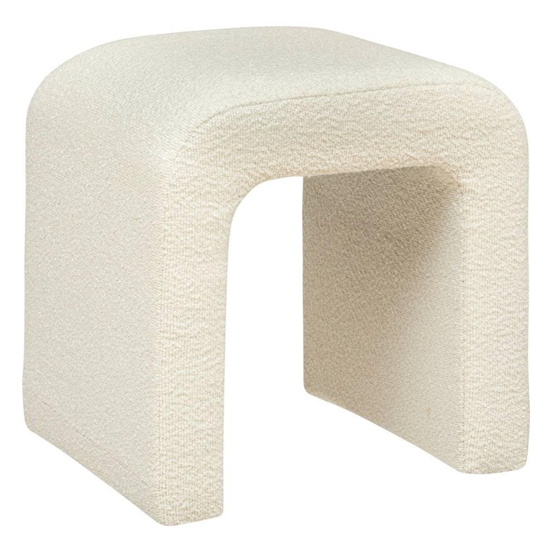 Atmosphera - Pouf Sevi en Bouclette 41x35cm Blanc